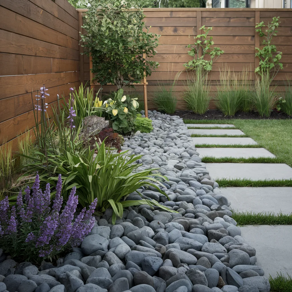 River Rock Flower Bed Borders for Defined Garden Spaces