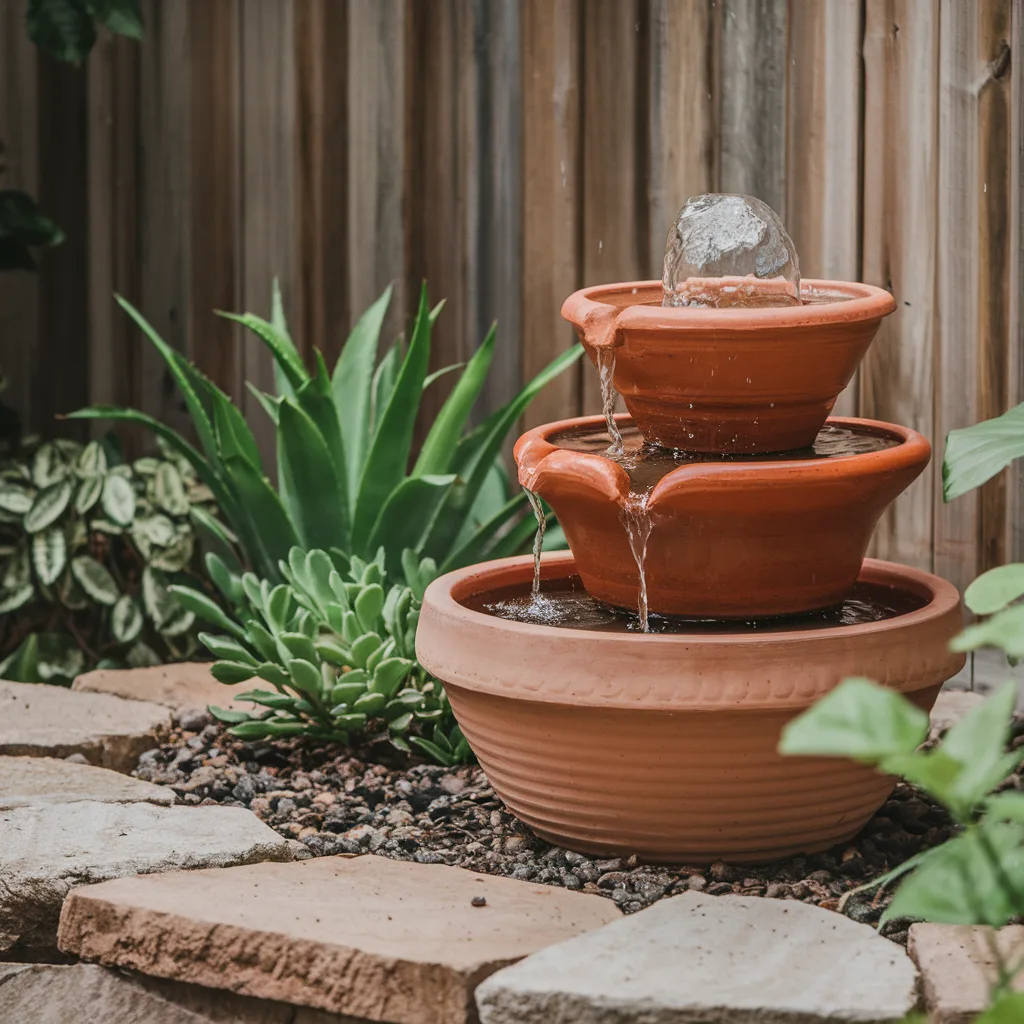 Tiered Terracotta Pot Fountain